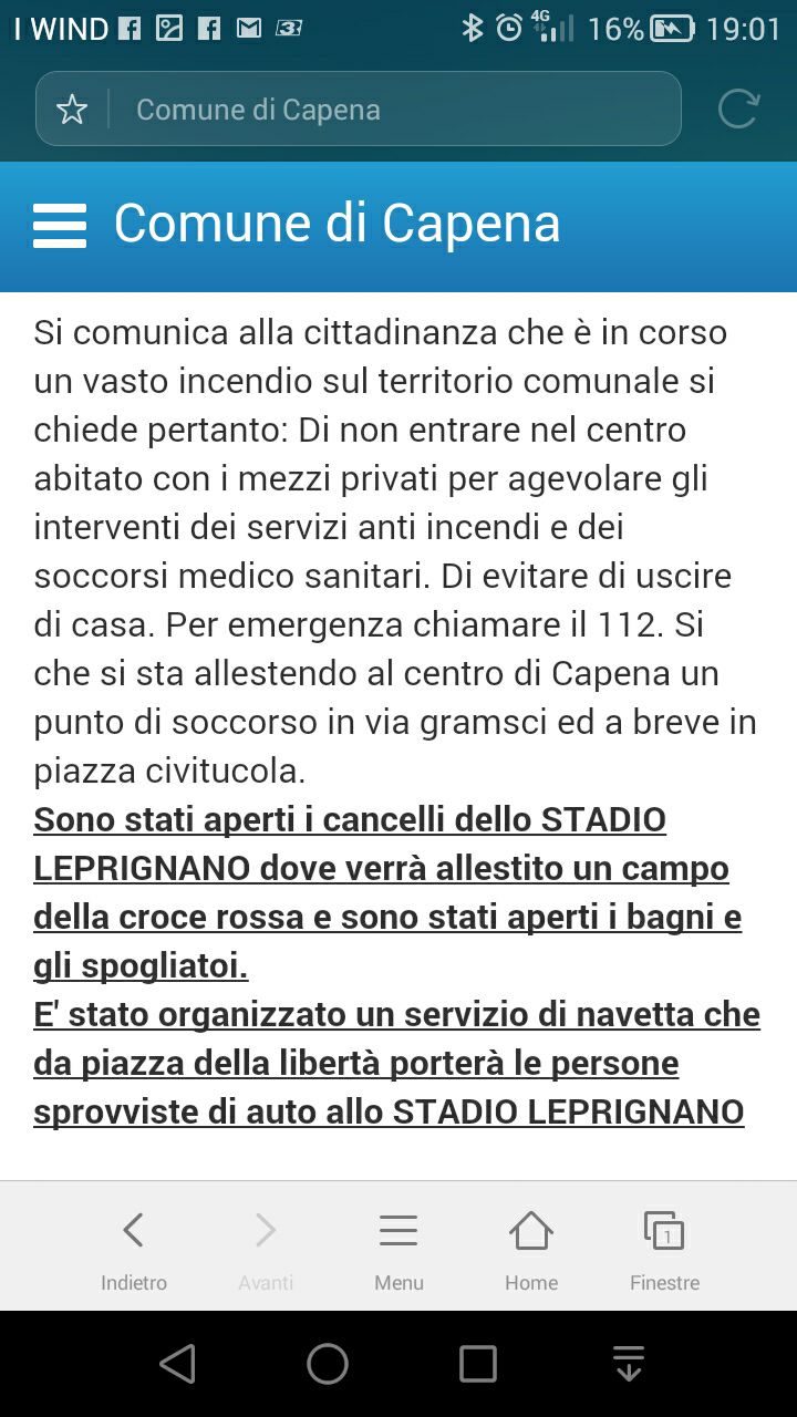 INCENDIO CAPENA COMUNE