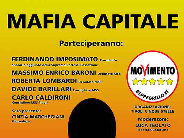 Mafia Capitale, il 19 dicembre incontro con il M5S di Tivoli