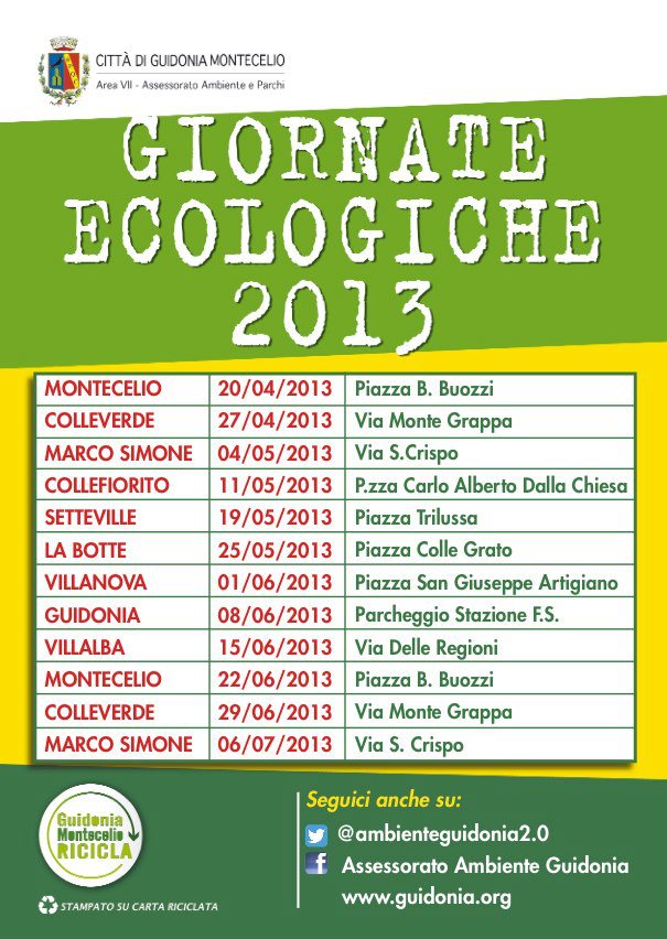 Guidonia, proseguono le Giornate Ecologiche