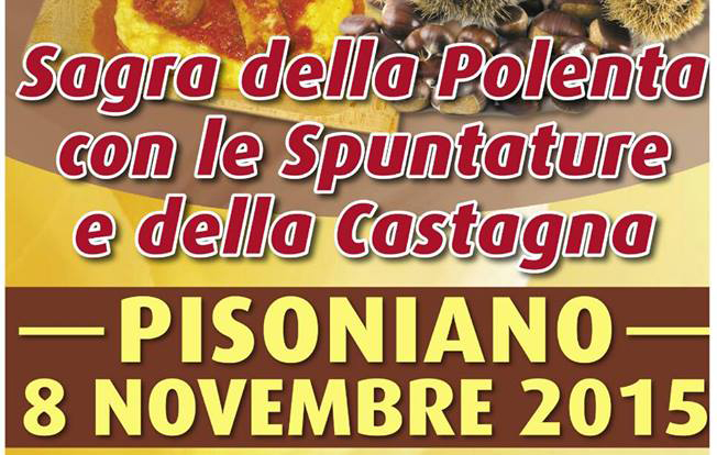 Pisoniano: 8 novembre Sagra della polenta con le spuntature