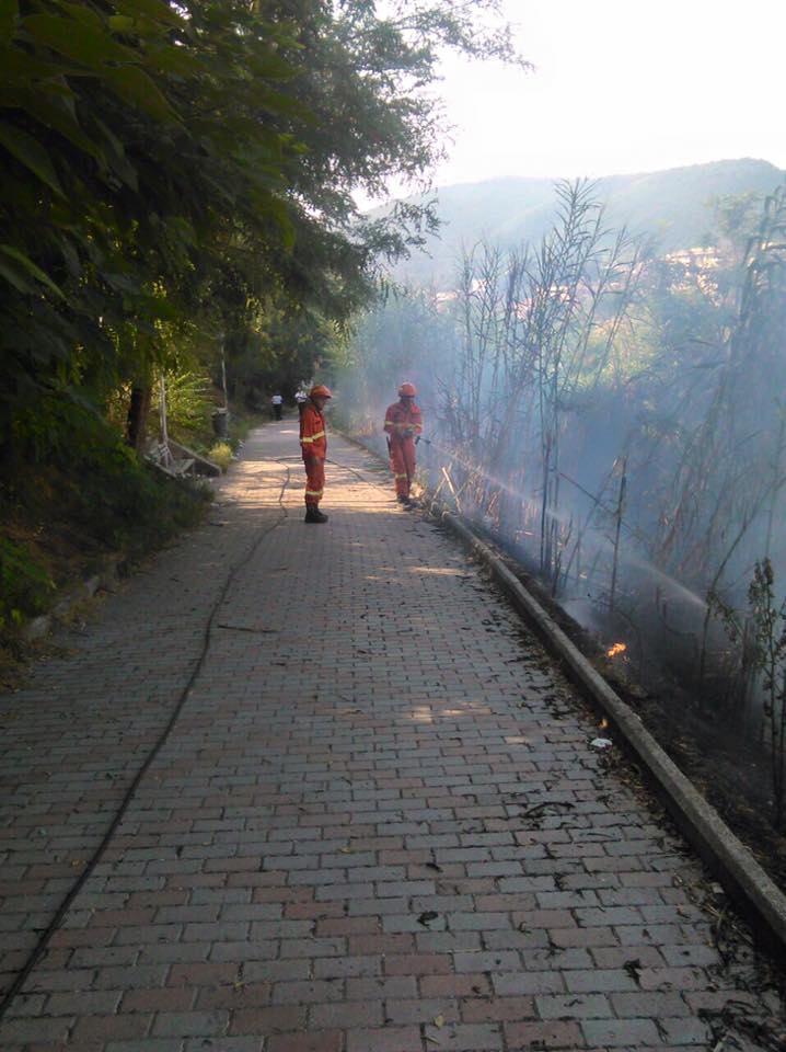 Fiamme accanto al Ponte della Pace