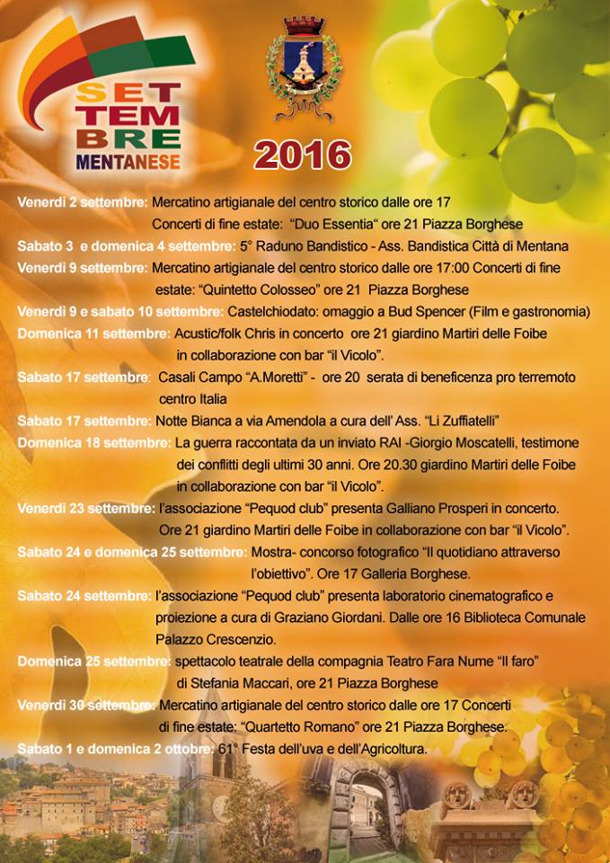 Settembre mentantese, artigianato, mostre e buona tavola aspettando la Festa dell’Uva