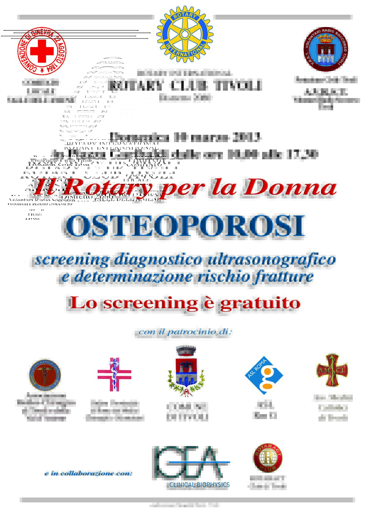 Tivoli: giornata dell’osteoporosi