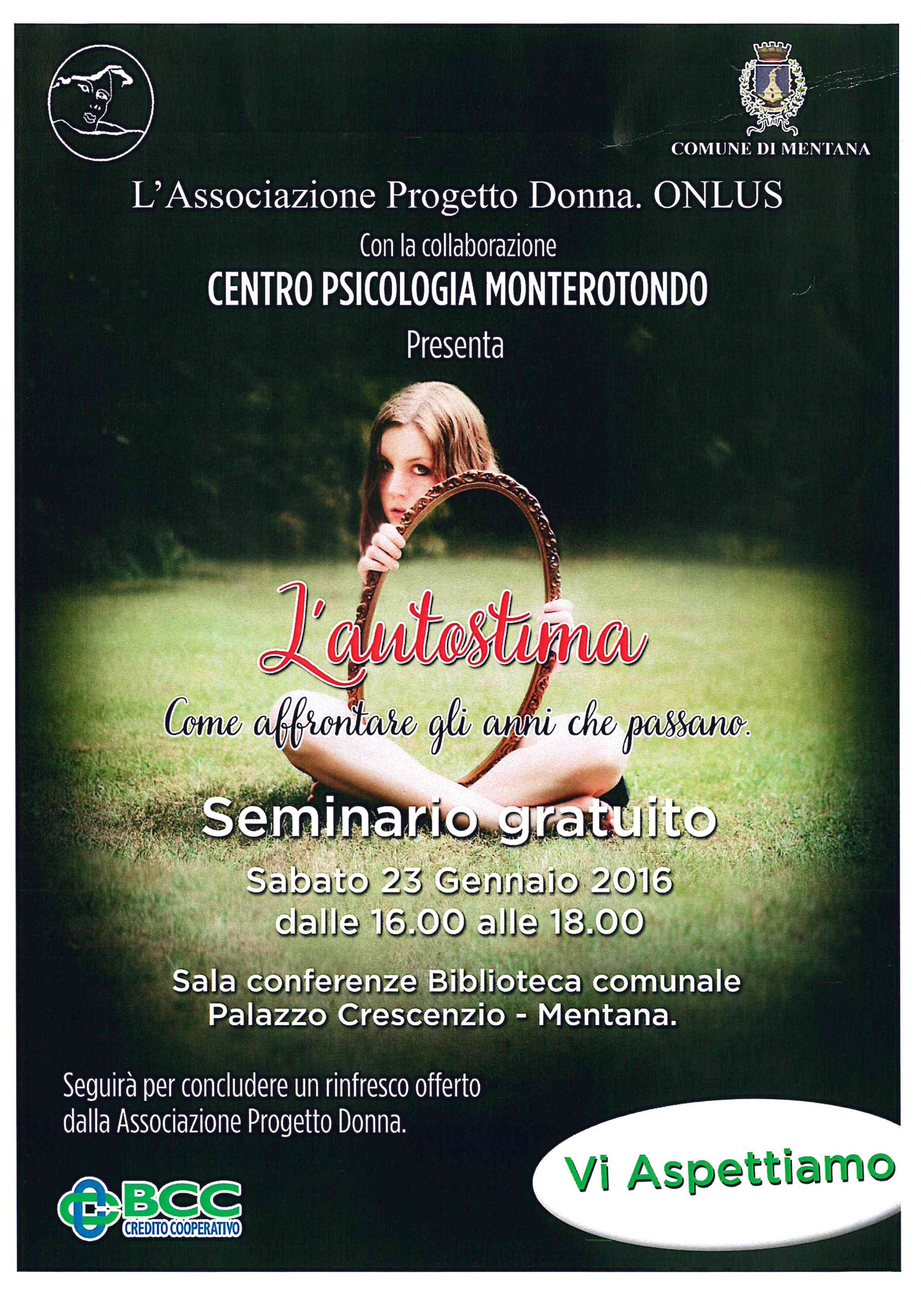 “L’autostima, come aspettare gli anni che passano”. Se ne discute sabato a Mentana