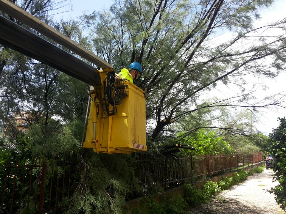 Maltempo Guidonia, allagamenti, asfalto saltato e alberi caduti