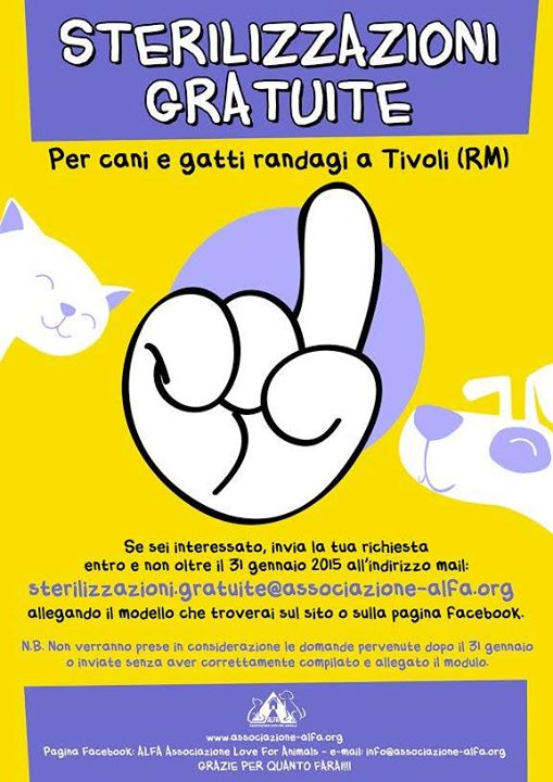 Lotta al randagismo: a Tivoli al via campagna di sterilizzazioni gratuite