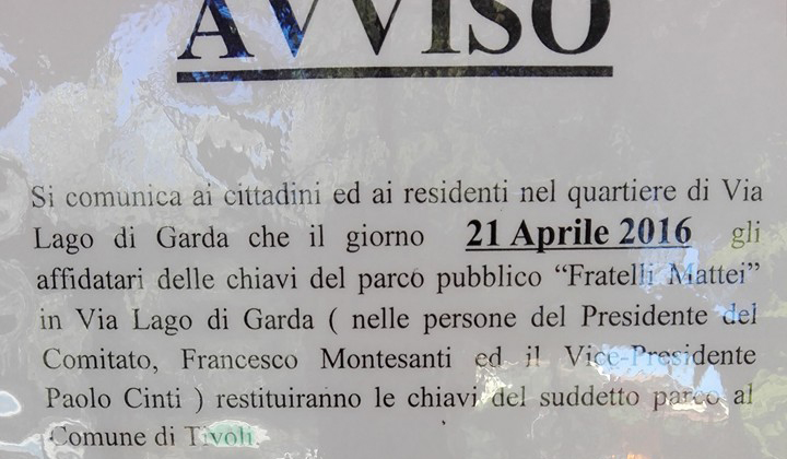 Parco di via Lago di Garda: i gestori chiudono e riconsegnano le chiavi