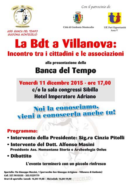 Venerdì a Villanova la presentazione de “La Banca del Tempo”