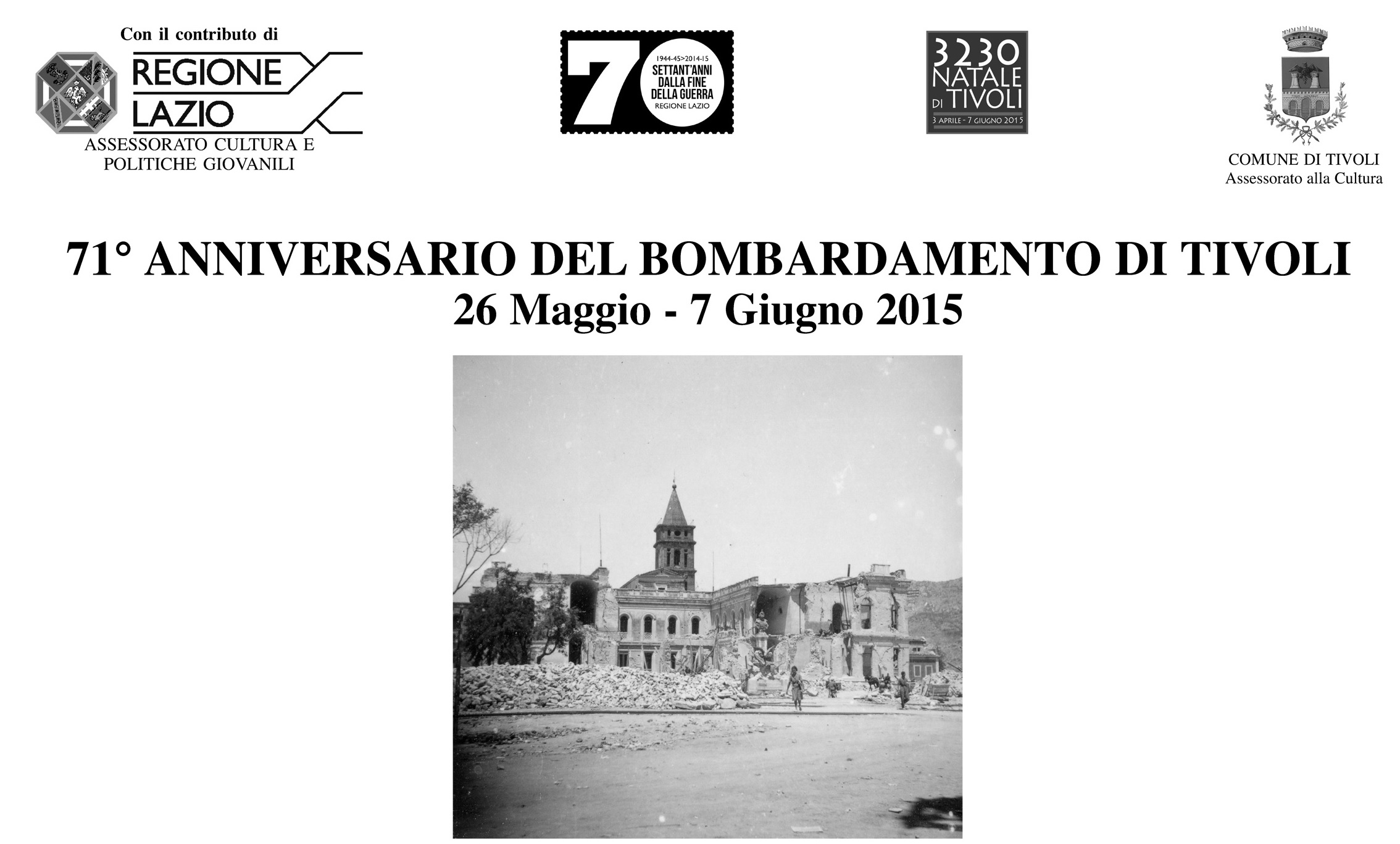 Tivoli: martedì le commemorazioni in ricordo dei Bombardamenti del ’44