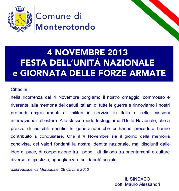 Monterotondo celebra la ricorrenza del 4 novembre