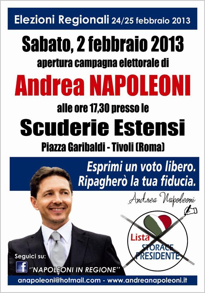 Andrea Napoleoni, sabato presenta la candidatura alle regionali