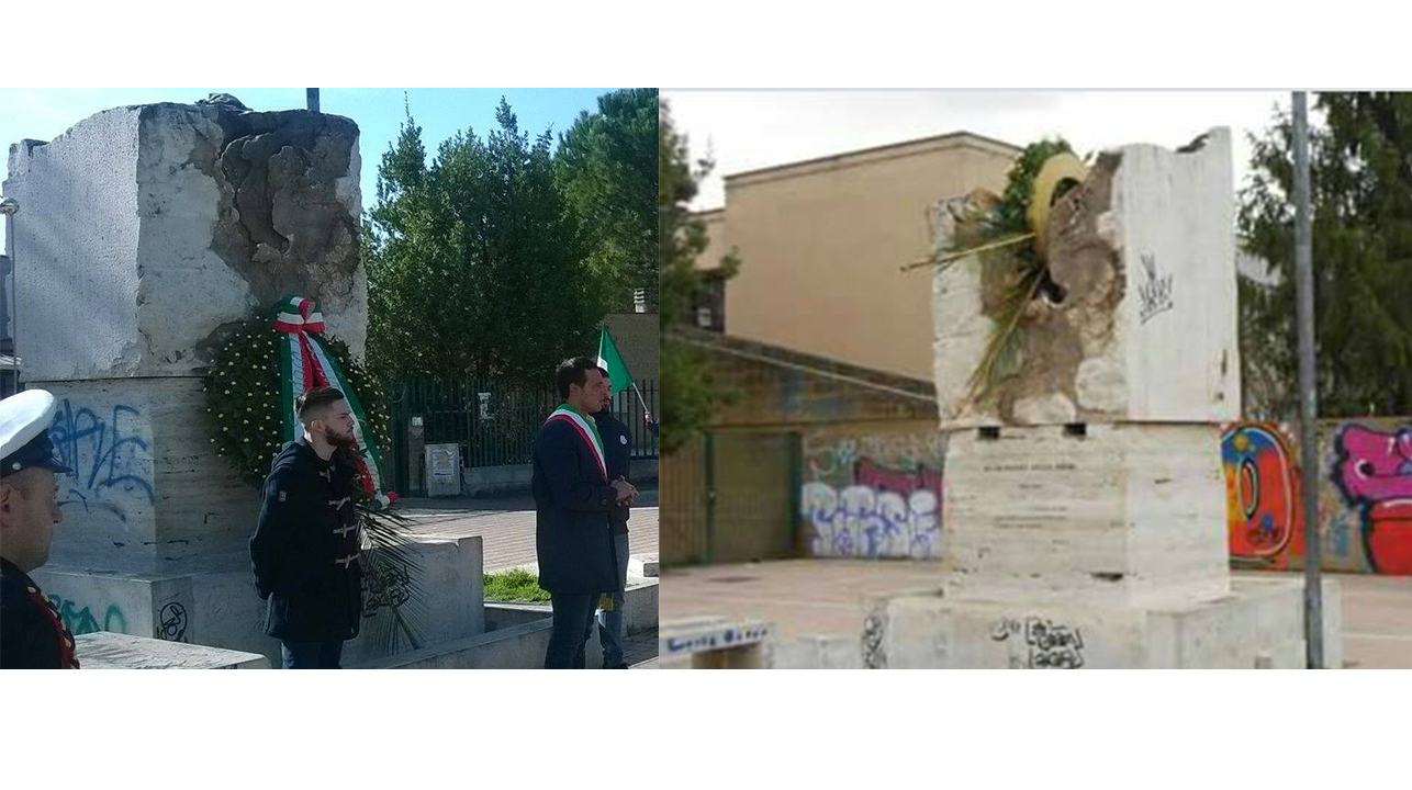 Villalba, vandali contro la corona in ricordo dei Caduti delle Foibe