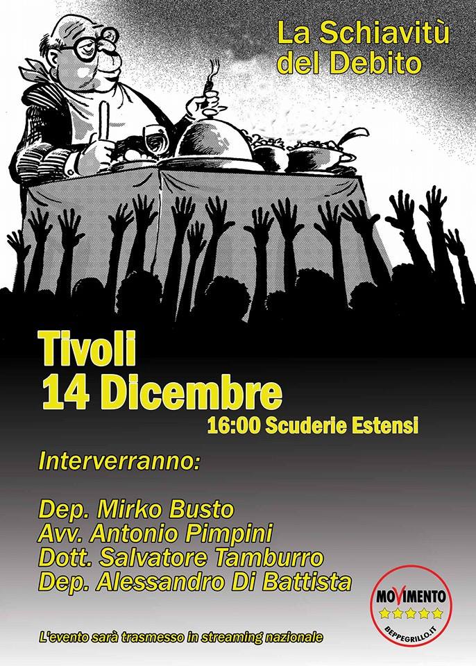 5 Stelle Tivoli: convegno sulla Schiavitù del debito