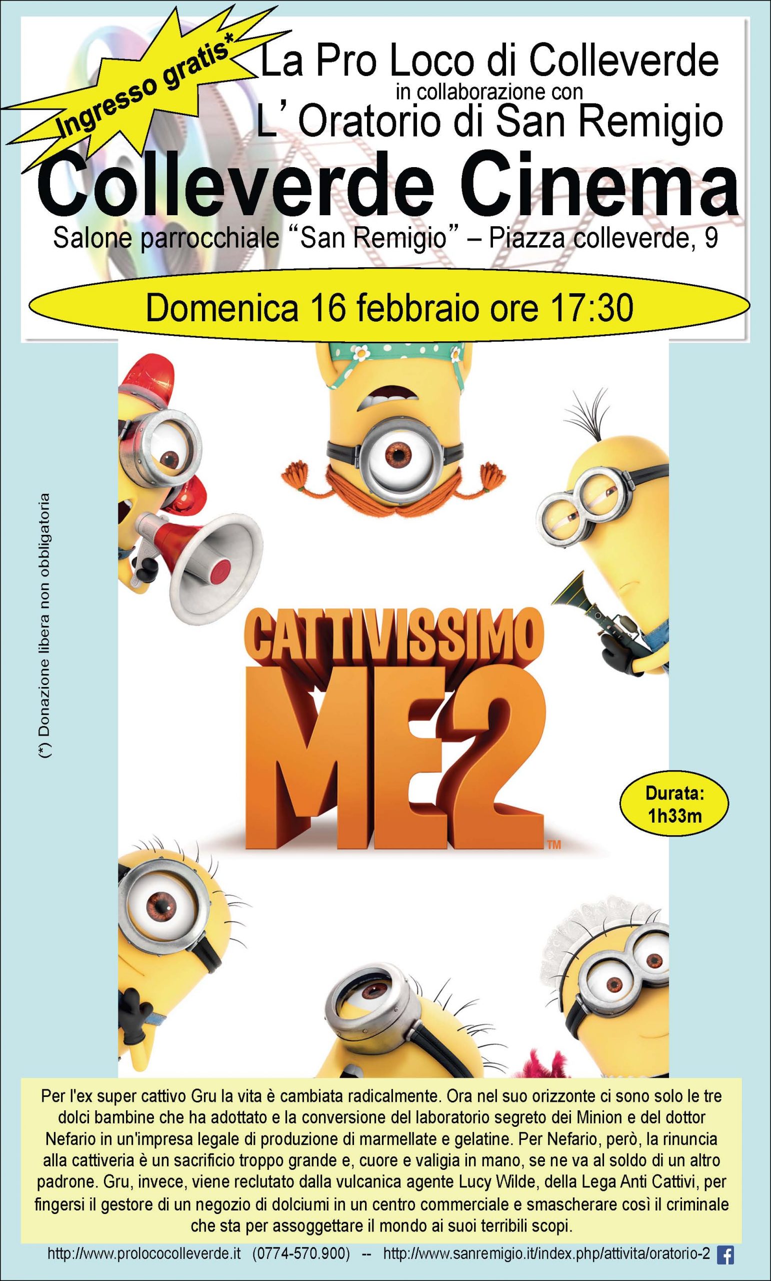 Progetto cinema Colleverde: oggi c’è “Cattivissimo me 2”