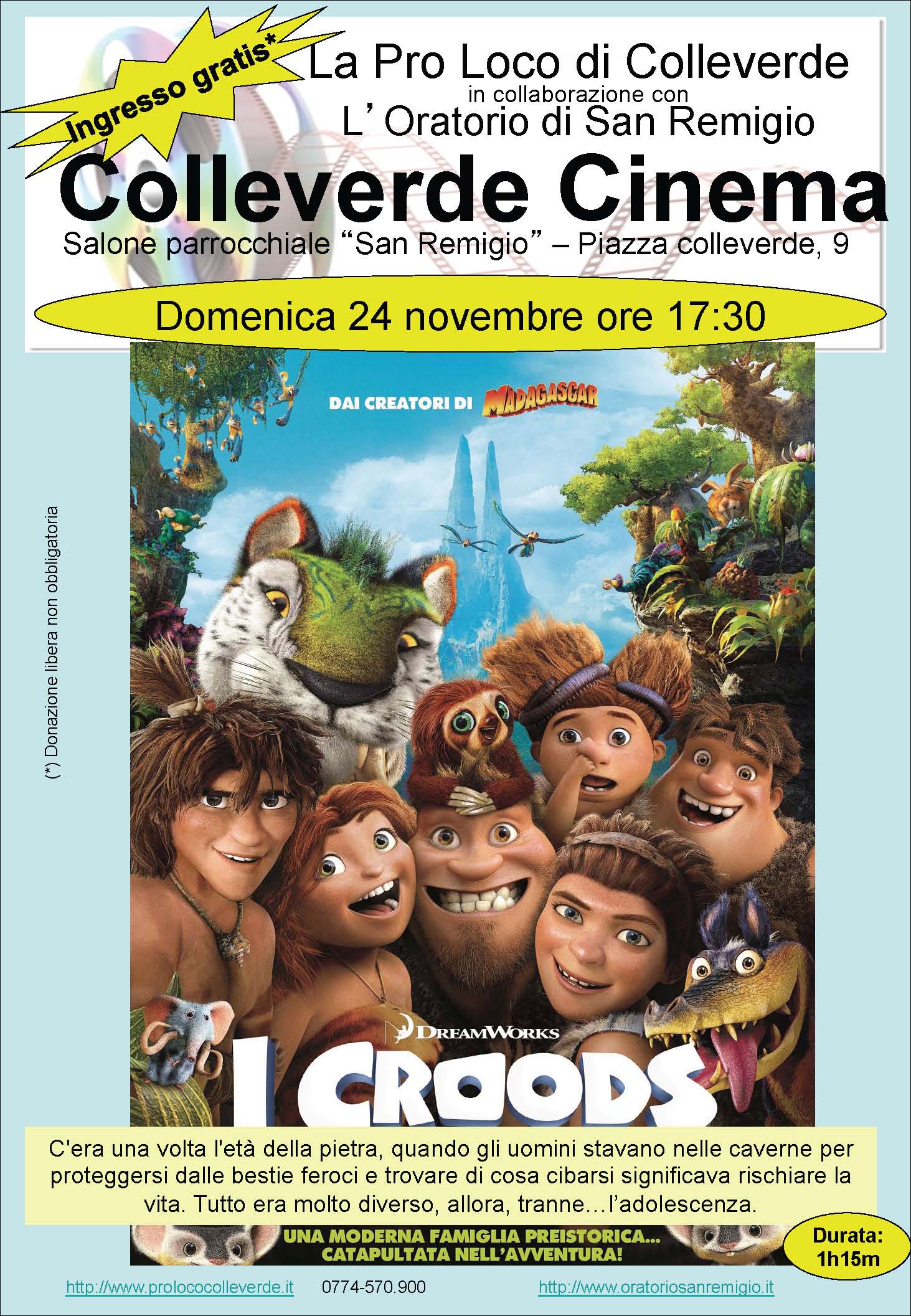 Colleverde, al cinema gratis con “I Croods”