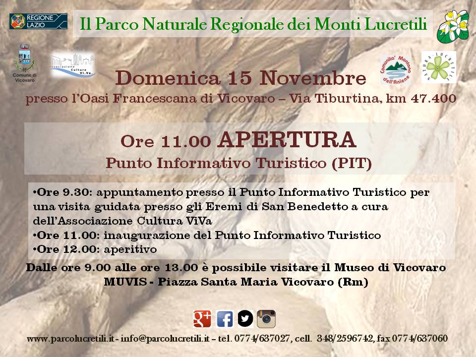 Parco dei Lucretili: domenica apre il punto informativo a Vicovaro