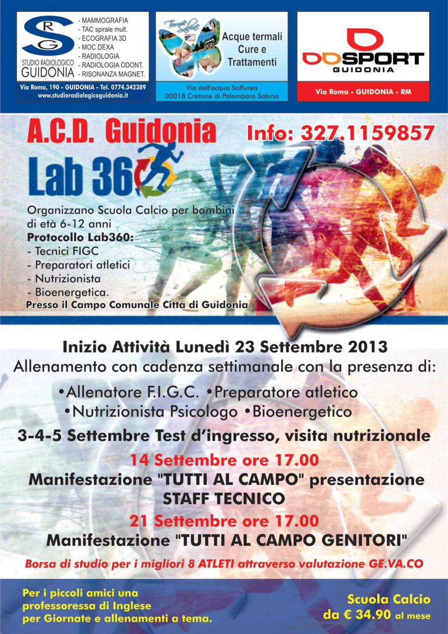 Scuola Calcio Acd Guidonia: test d’ingresso e visita nutrizionale gratuita