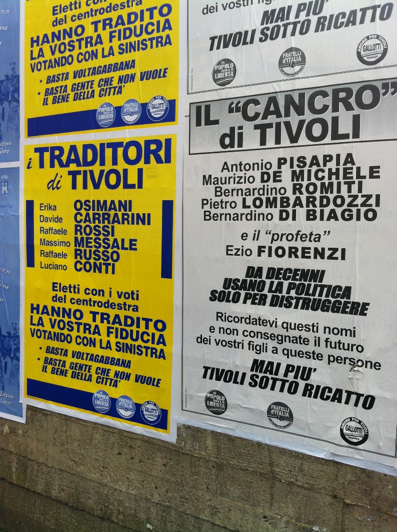 Tivoli: guerra di manifesti nell’ex maggioranza