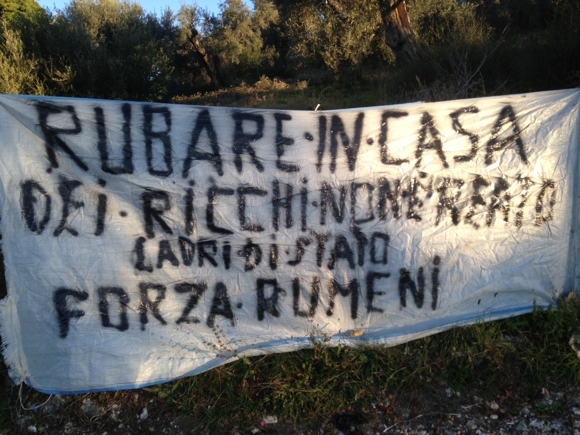 Allarme furti a Montecelio, apparso ieri uno striscione