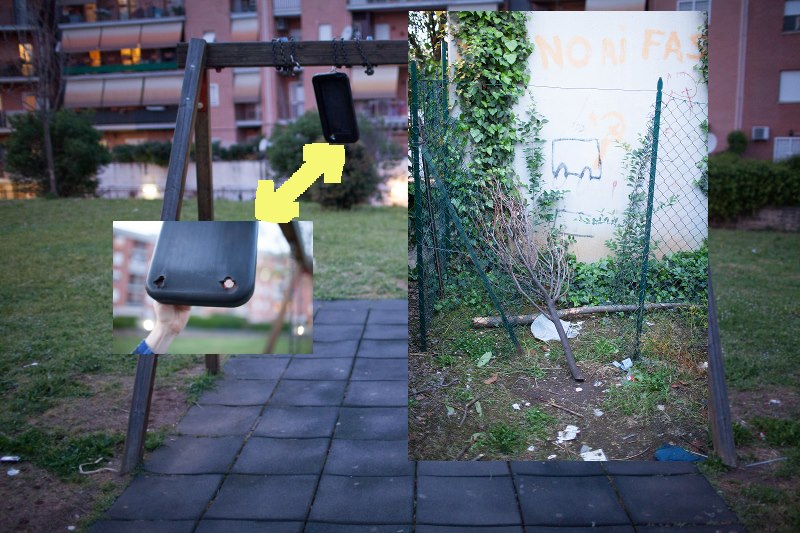 Fotonotizia: vandalizzato il parco di Collefiorito