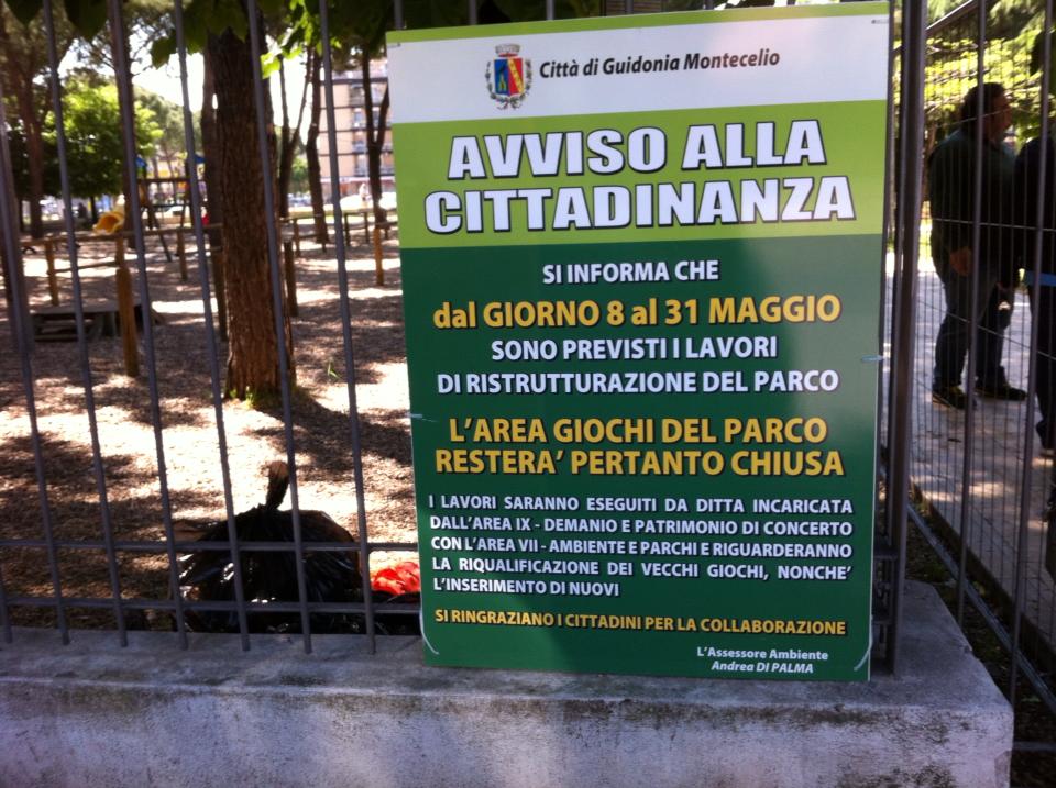 Il parco di Villanova “chiuso per lavori” fino al 31 maggio