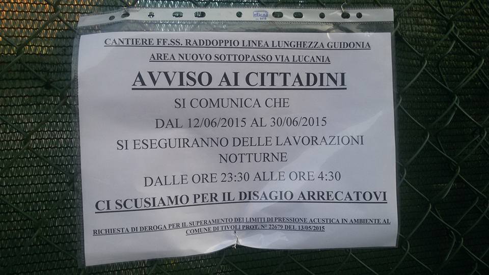 Raddoppio Lunghezza-Guidonia, al via lavori notturni