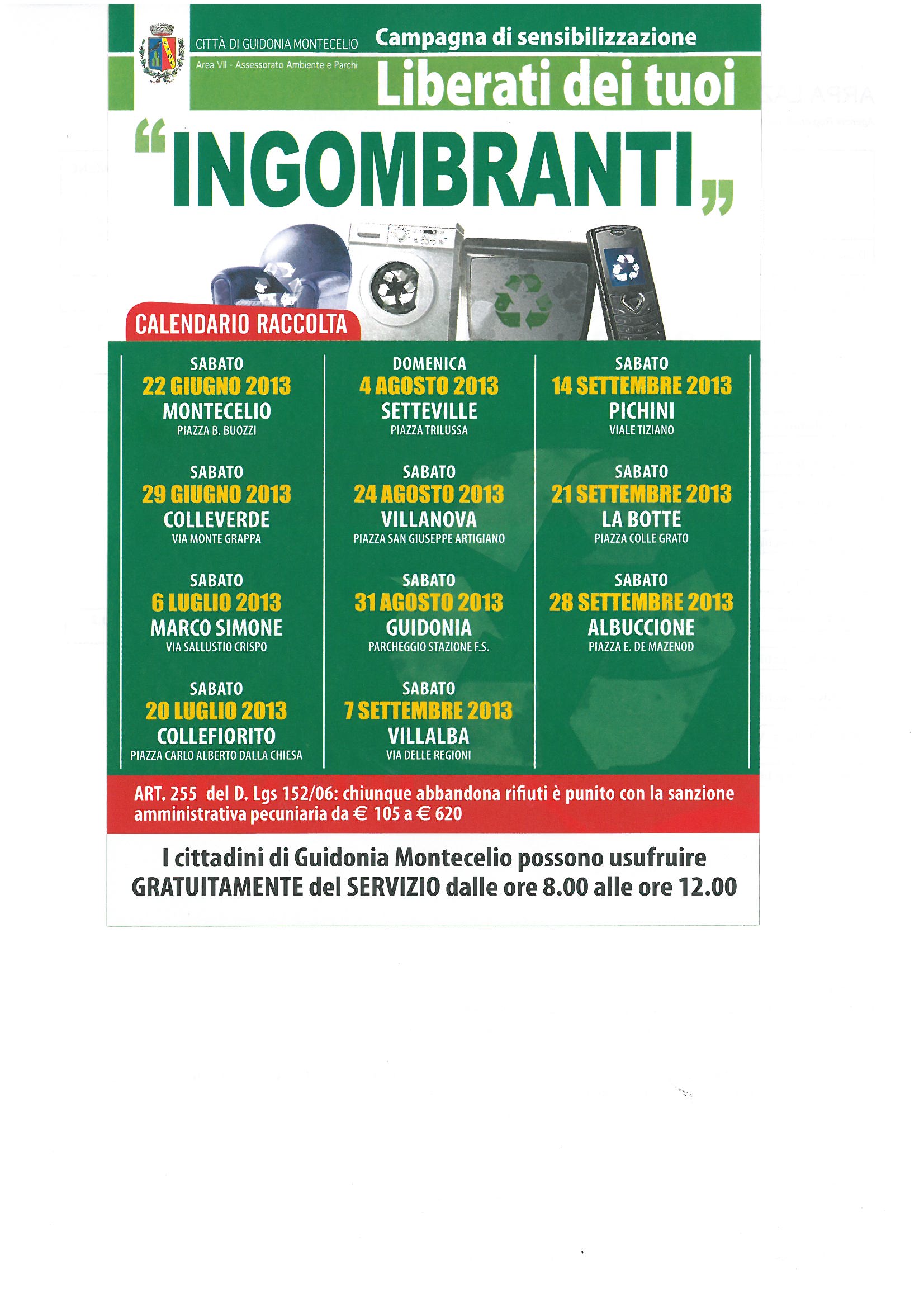 Ingombranti, proseguono le giornate ecologiche