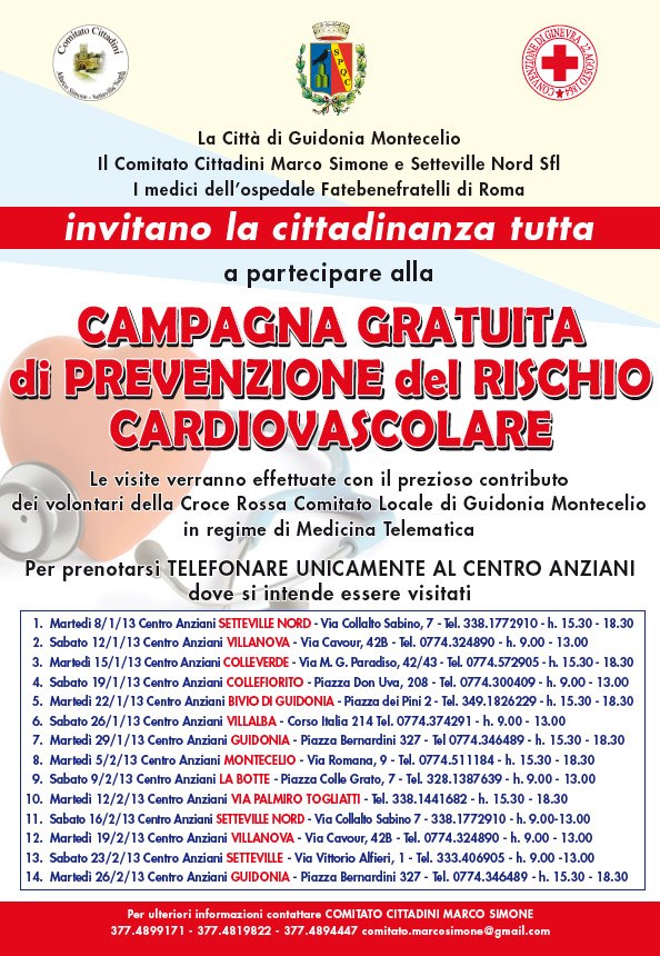 Guidonia, rischio cardiovascolare: continuano le visite gratuite