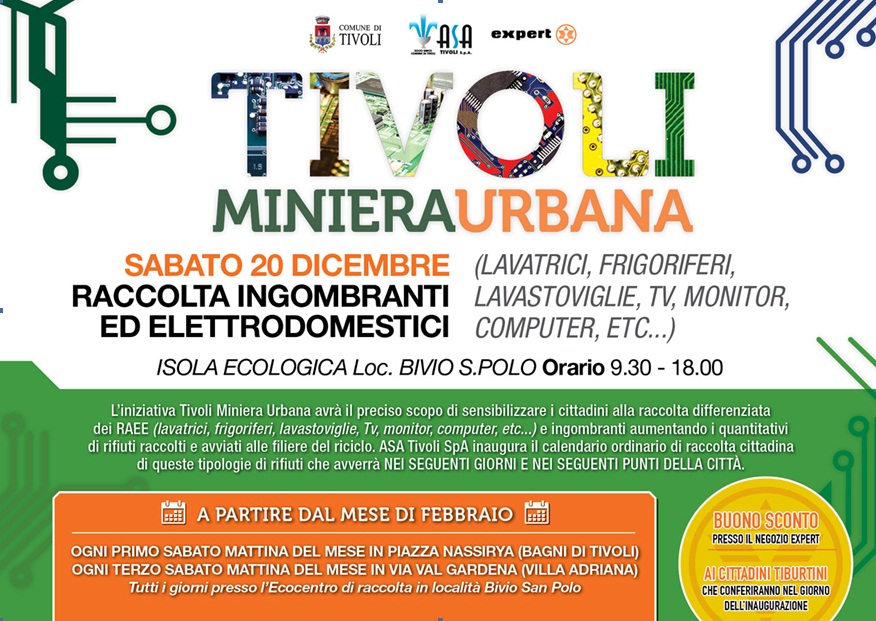Tivoli Miniera Urbana, raccolta speciale di rifiuti con “bonus”
