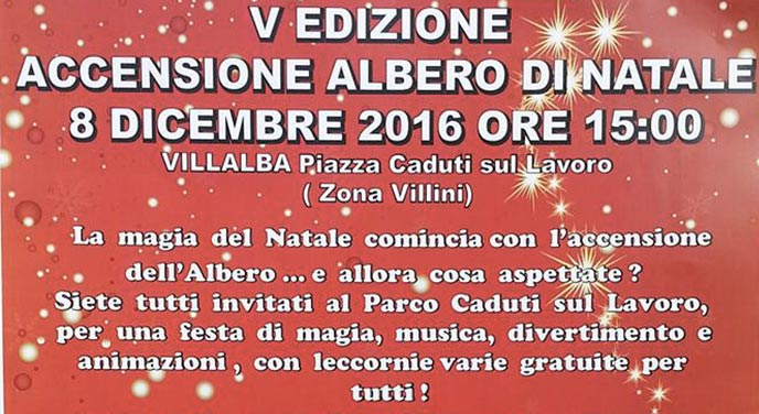 Natale a Villalba, si accende il grande albero ai Villini