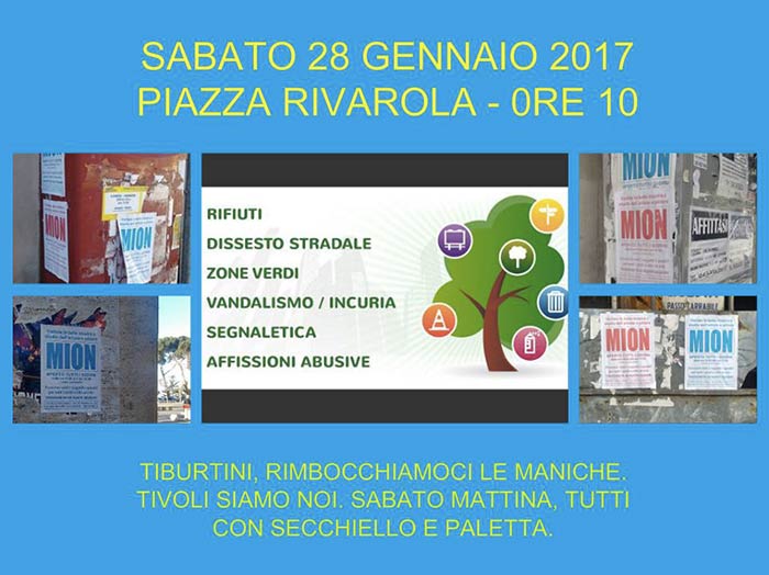 Volontari in campo a Tivoli per ripulire il centro dai manifestini abusivi