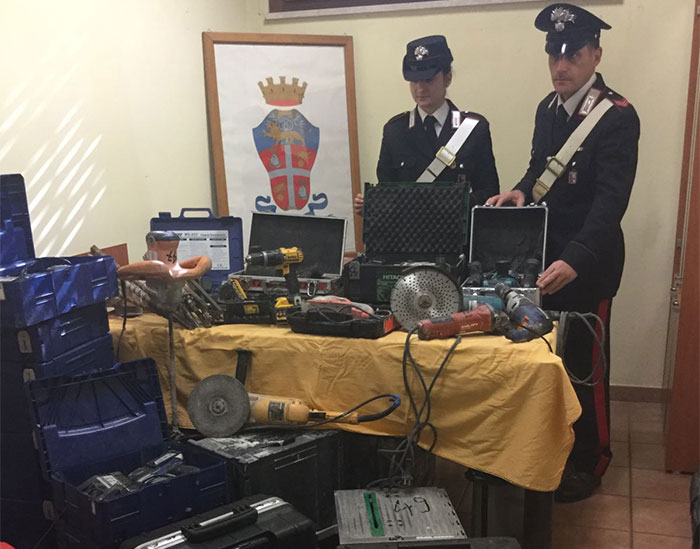 Furto in un cantiere a Guidonia, 3 denunce e refurtiva recuperata