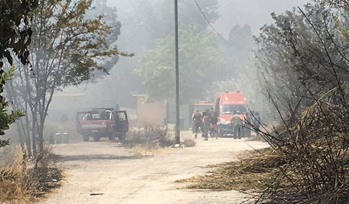 Incendio a Tivoli Terme, via dei Bagni Vecchi