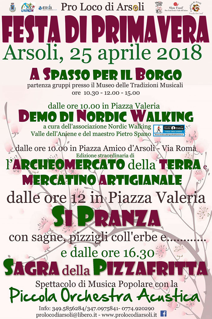 Arsoli, Festa della Primavera e Sagra della Pizzafritta