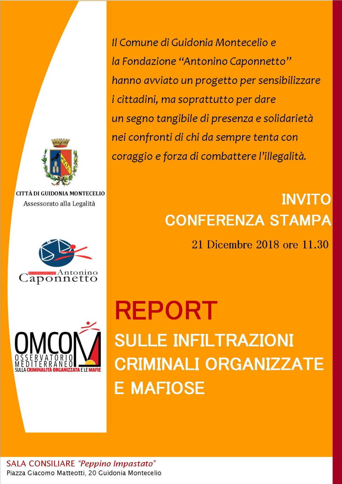 Conferenza a Guidonia sulle infiltrazioni criminali organizzate e mafiose