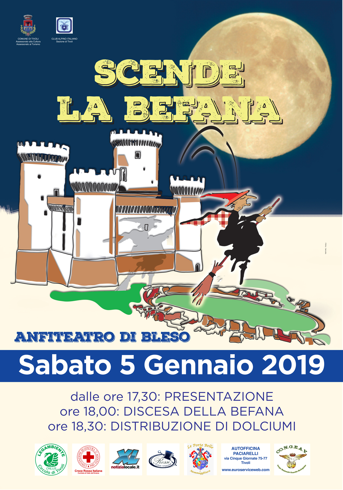 Tivoli, sabato scende la befana dalla Rocca Pia