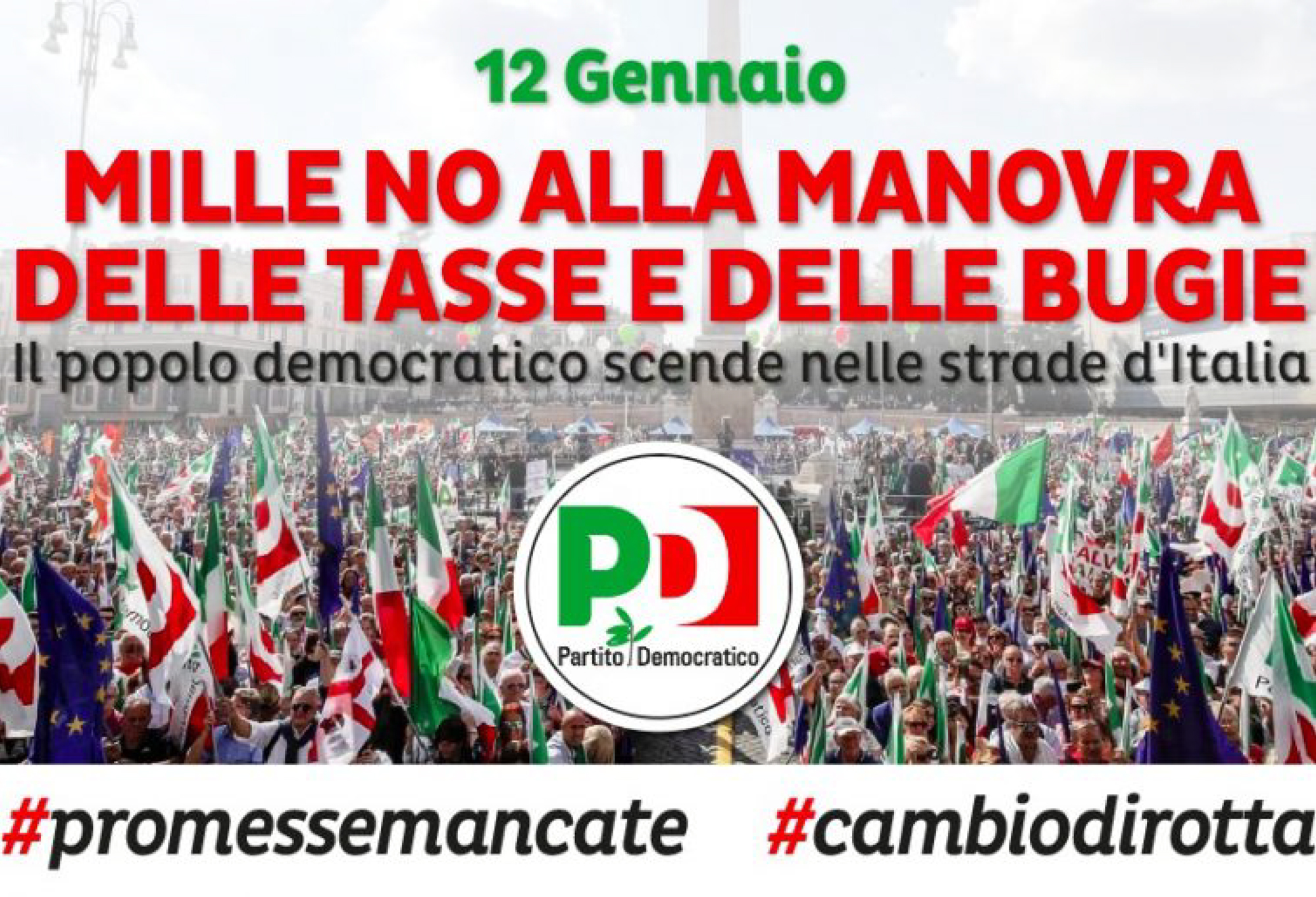 Il  Partito Democratico in piazza contro il Decreto Sicurezza