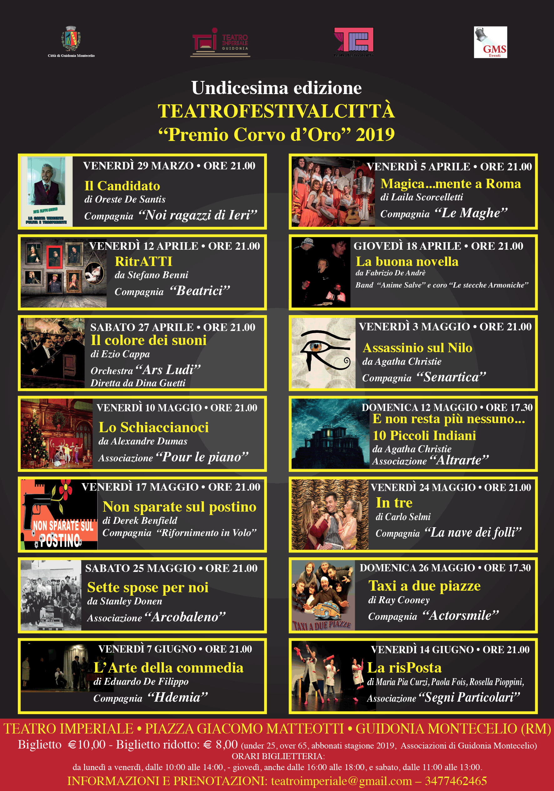 Guidonia al via il TeatroFestivalCittà, maratona teatrale all’Imperiale