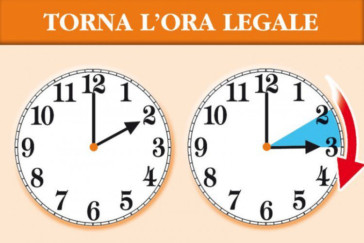 Ora legale: tra sabato 25 e domenica 26 marzo lancette in avanti
