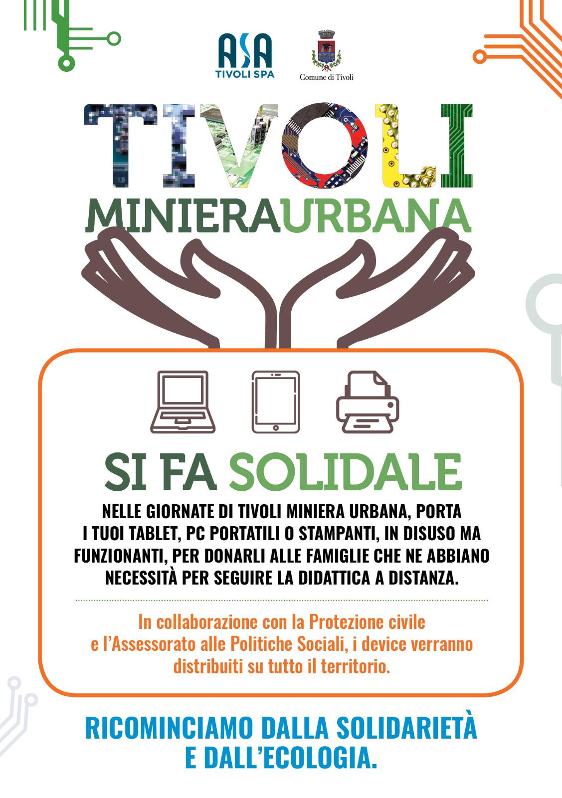 Tivoli Miniera Urbana SOLIDALE cerca computer o tablet in disuso ma funzionanti