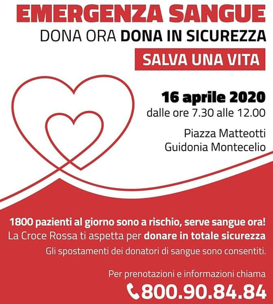 Giovedì mattina  in piazza Matteotti a Guidonia per la donazione del sangue