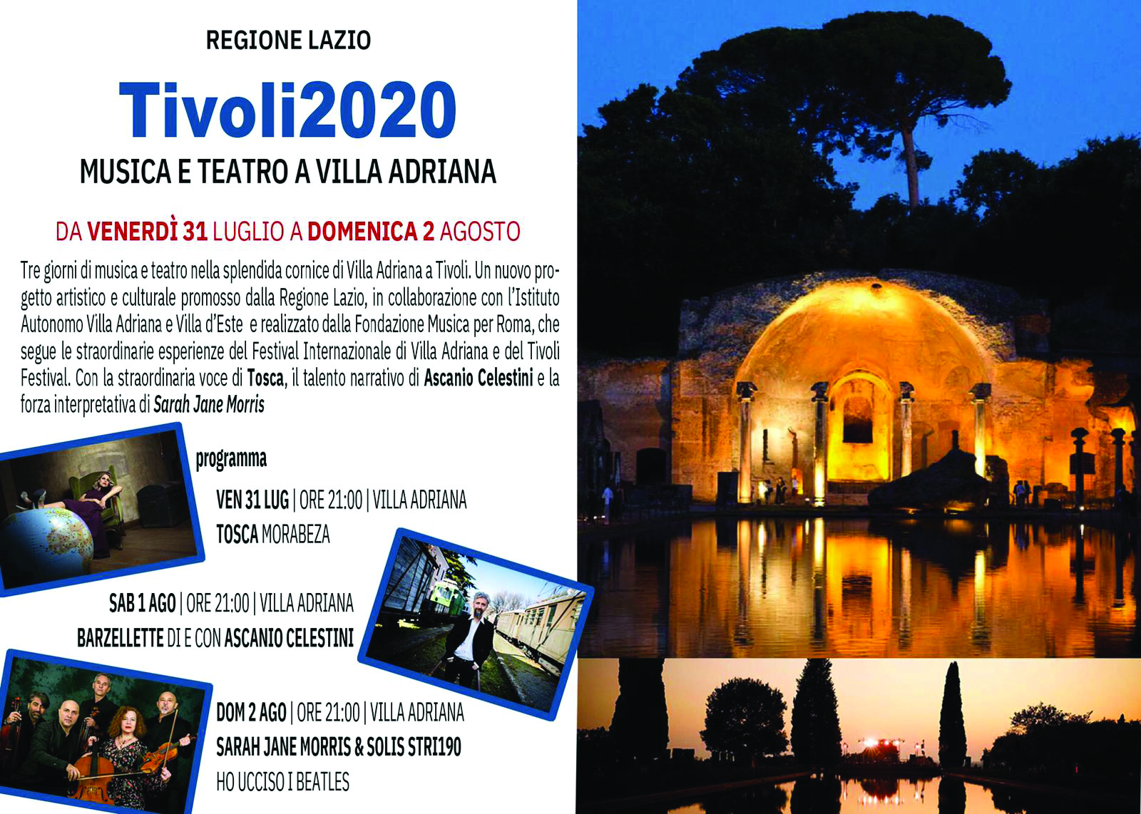 Musica e Teatro a Villa Adriana dal 31 luglio con ingresso gratuito