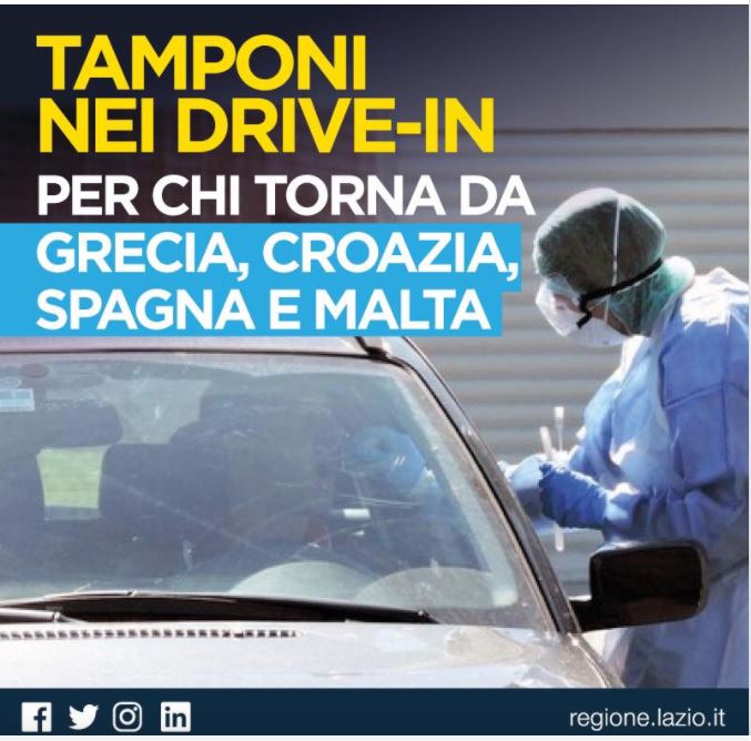 Coronavirus: l’Asl Roma 5 comunica i nuovi orari drive-in per i tamponi