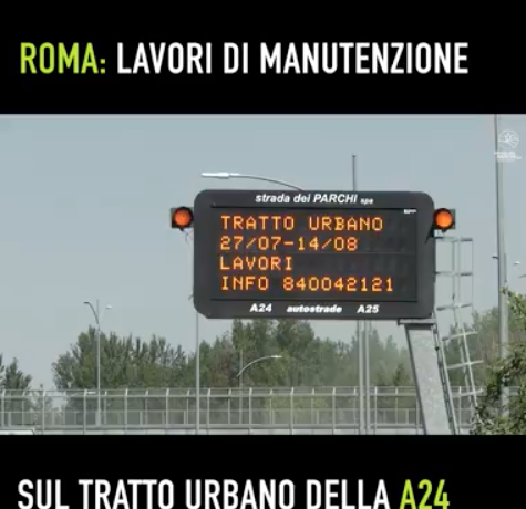 Autostrade: lavori sullo svincolo verso Roma A24 fino al 14 agosto