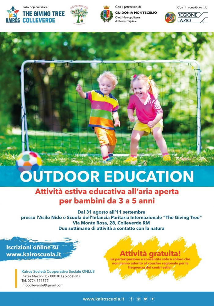 Progetto Outdoor Education Colleverde rivolto a titolo gratuito a bambini dai tre ai cinque anni