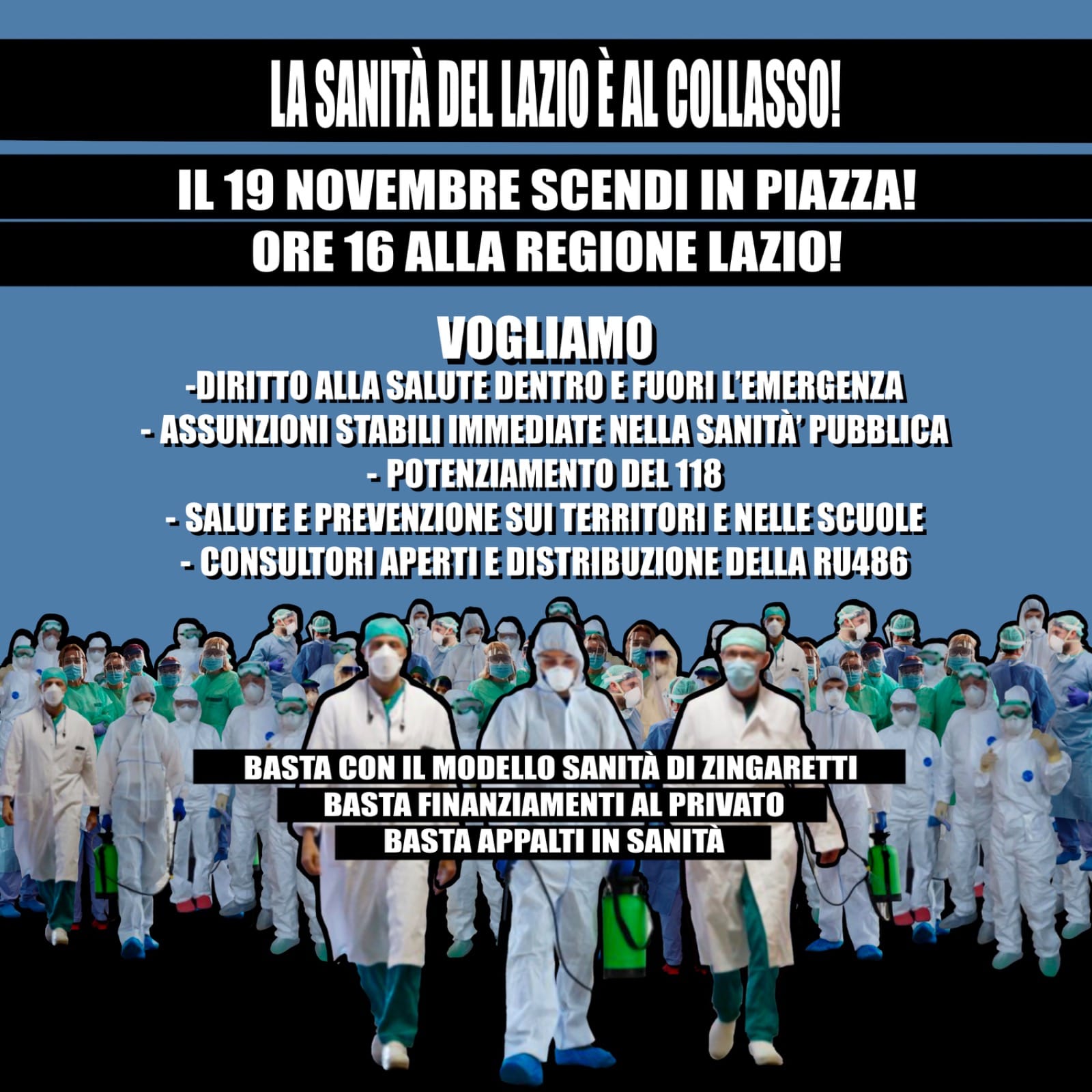 Sanità: sindacati e comitati giovedì sit-in davanti la Regione Lazio