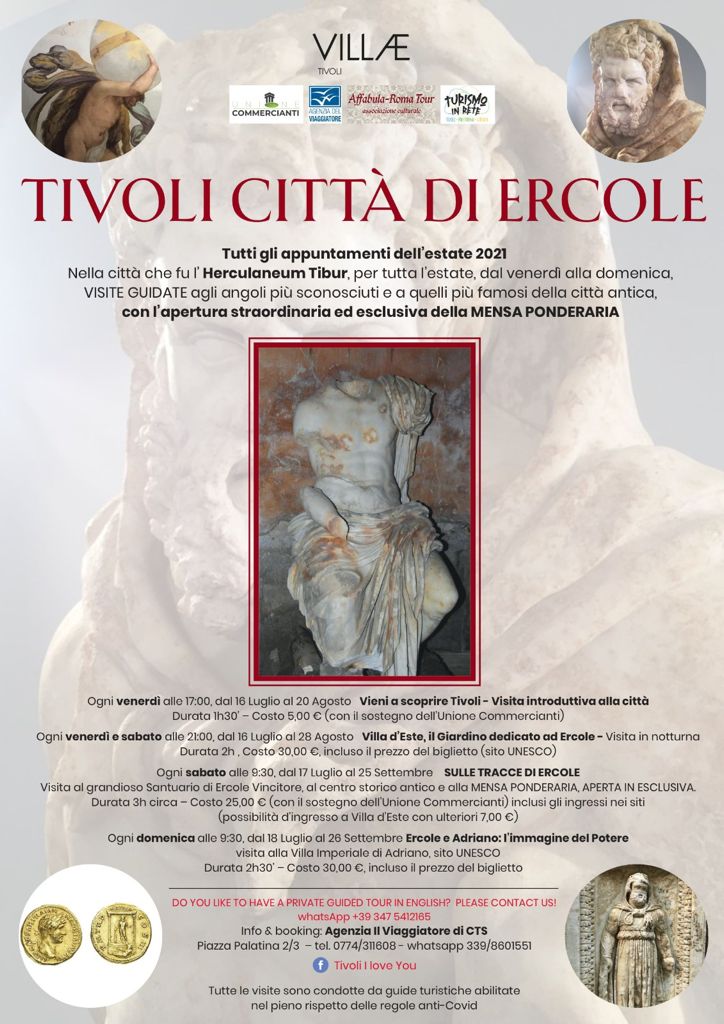 Tivoli: venerdì e il sabato di visite guidate con  la possibilità di visitare la Mensa Ponderaria