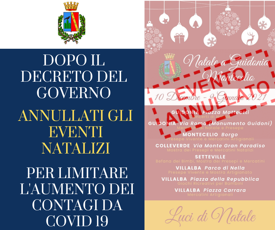 Guidonia Montecelio: annullati gli eventi natalizi dopo il decreto del Governo