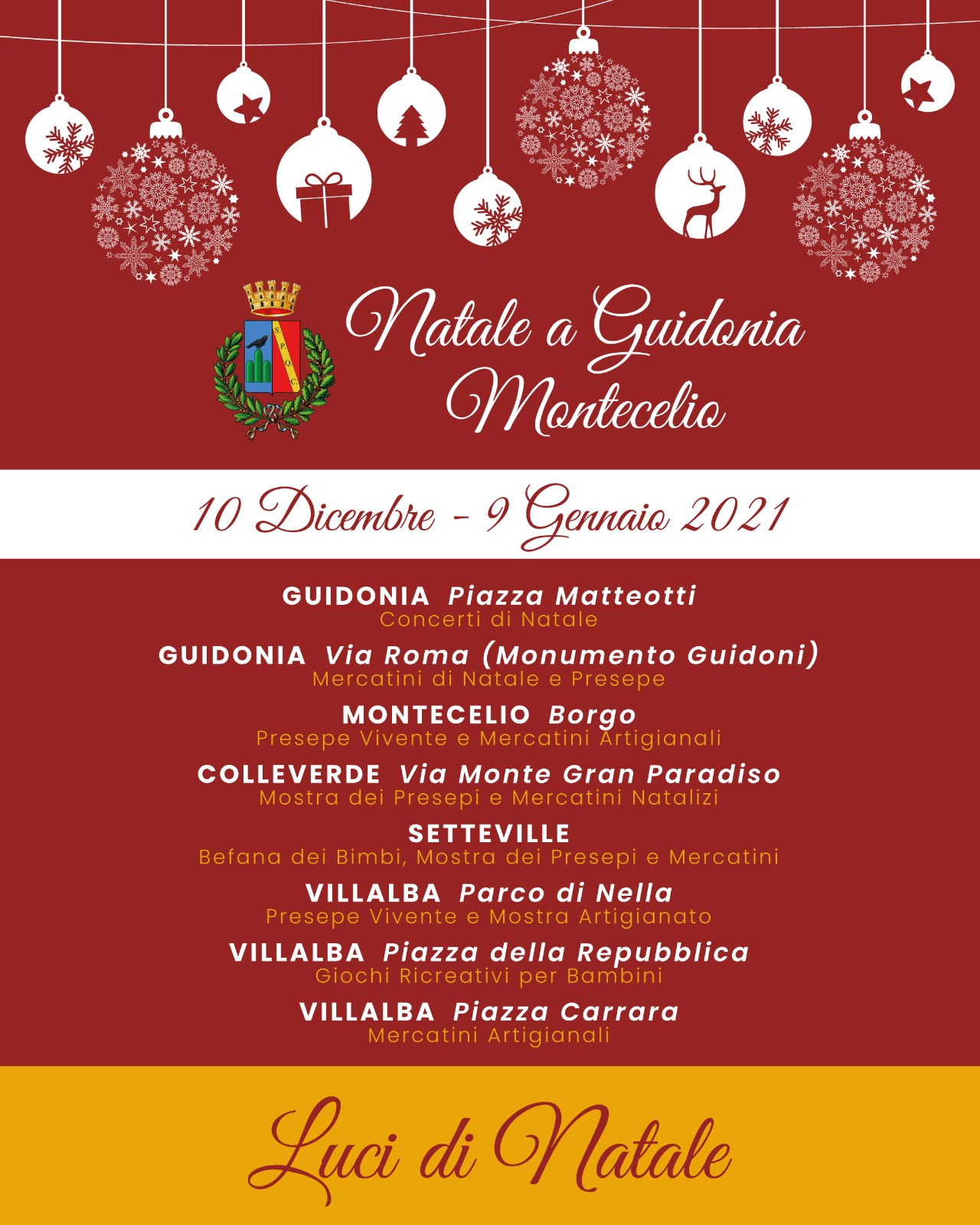 Diversi eventi in giro per la città per il Natale a Guidonia Montecelio