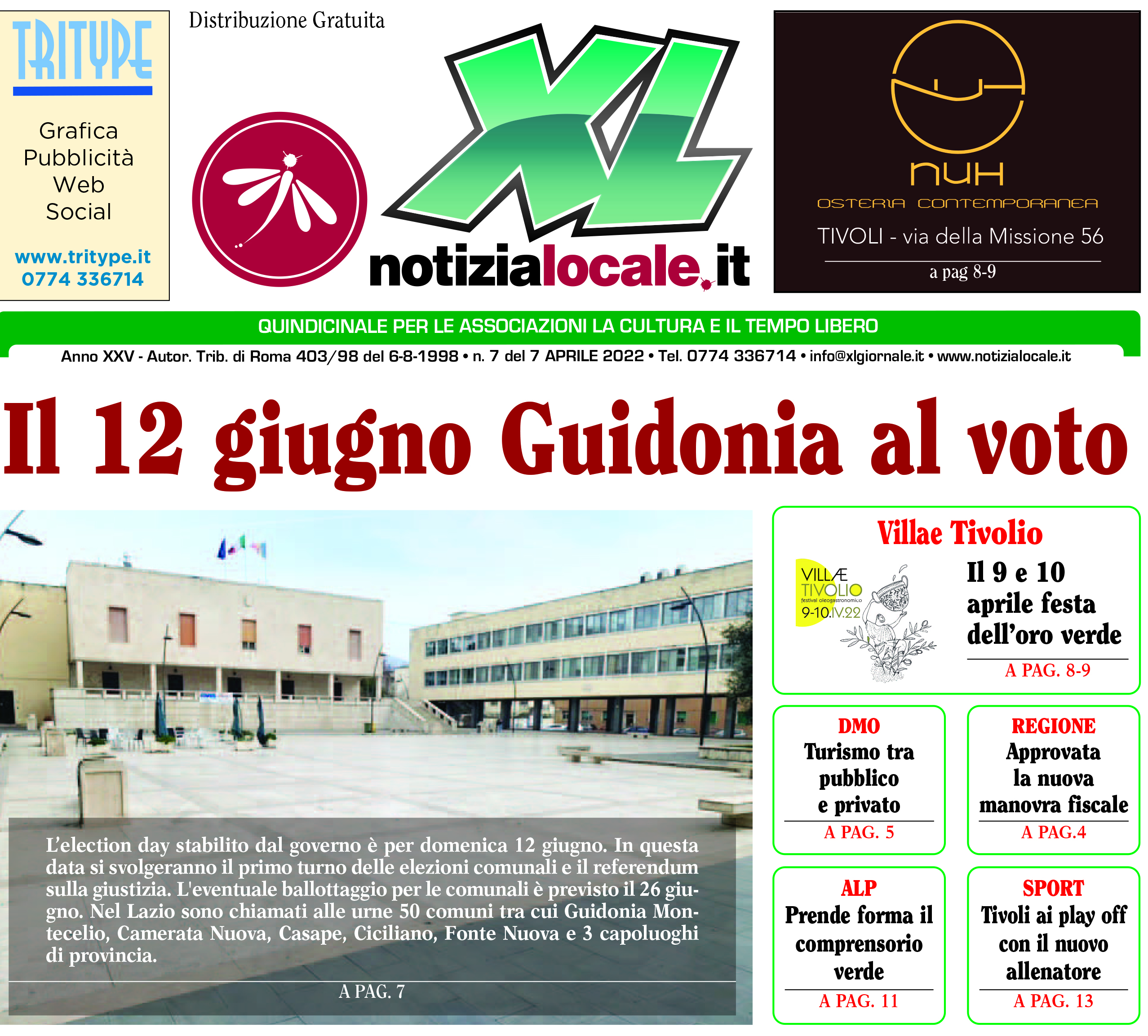 XLGIORNALE in distribuzione il n. 7 a Tivoli e Guidonia